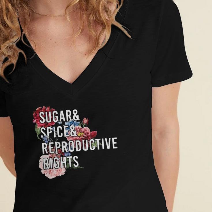 Sugar And Spice And Reproductive Rights For Women Women's Jersey Short Sleeve Deep V-Neck Tshirt