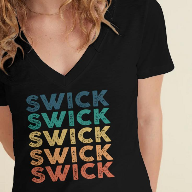 Swick Name Shirt Swick Family Name Women's Jersey Short Sleeve Deep V-Neck Tshirt