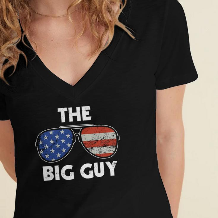 The Big Guy Joe Biden Sunglasses Red White And Blue Big Boss Women's Jersey Short Sleeve Deep V-Neck Tshirt