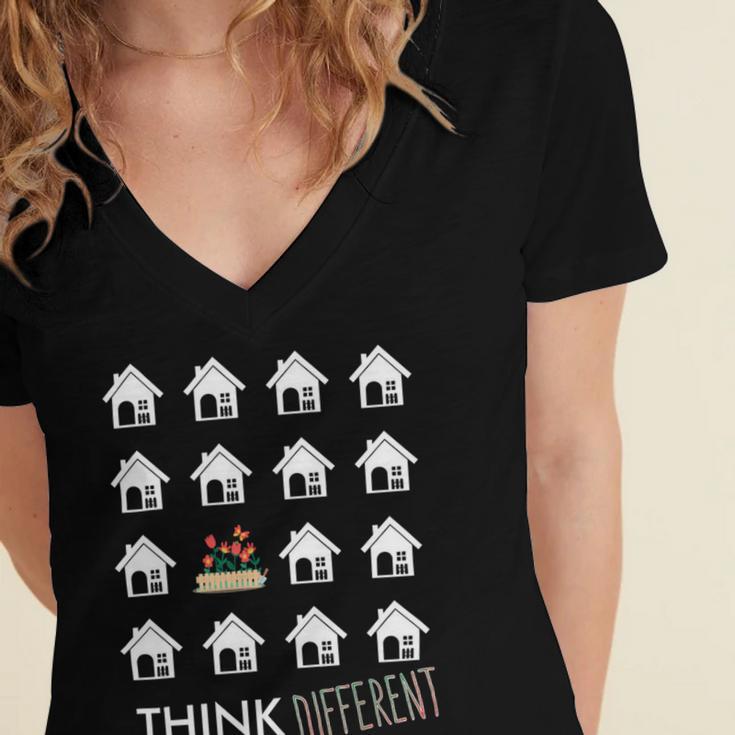 Think Different Build Gardens Not 559 Shirt Women's Jersey Short Sleeve Deep V-Neck Tshirt