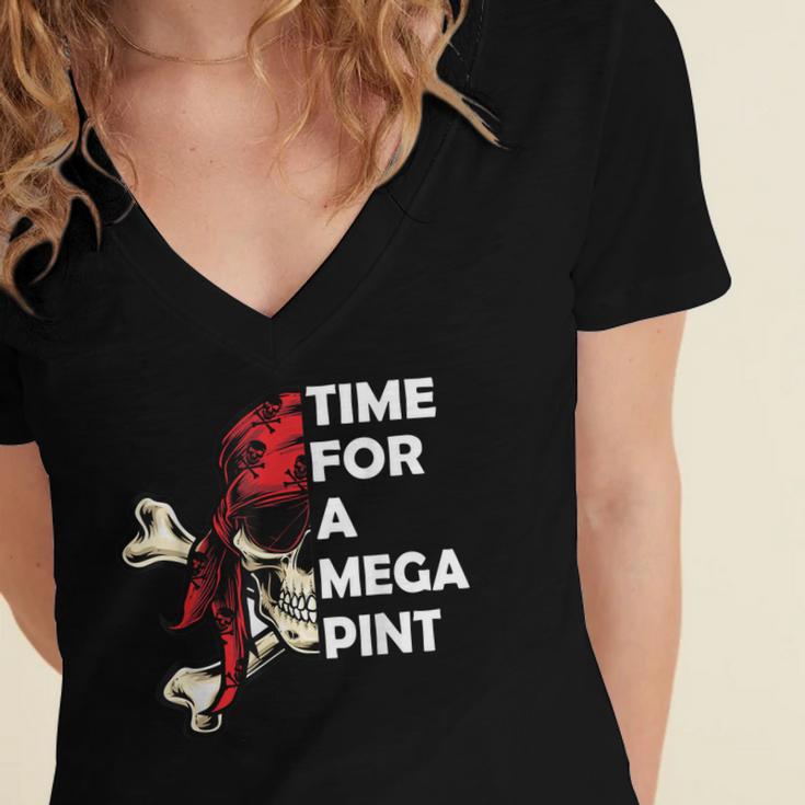 Time For A Mega Pint Funny Sarcastic Saying Women's Jersey Short Sleeve Deep V-Neck Tshirt