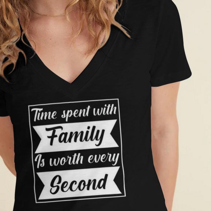 Time Spent With Family Is Worth Every Second 90 Trending Shirt Women's Jersey Short Sleeve Deep V-Neck Tshirt