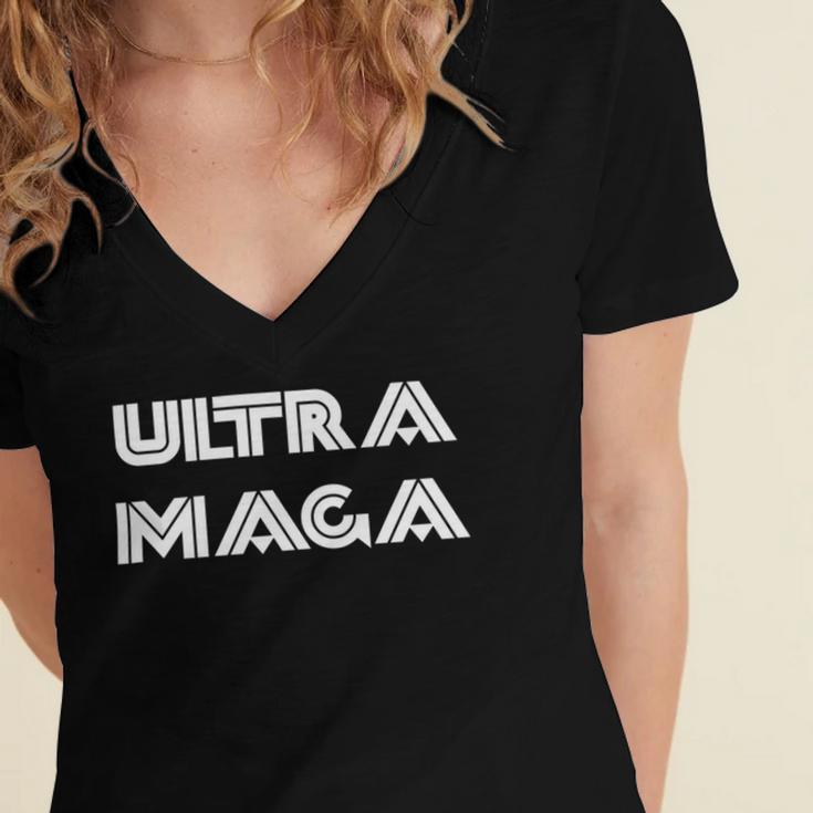 Ultra Maga Inflation Women's Jersey Short Sleeve Deep V-Neck Tshirt