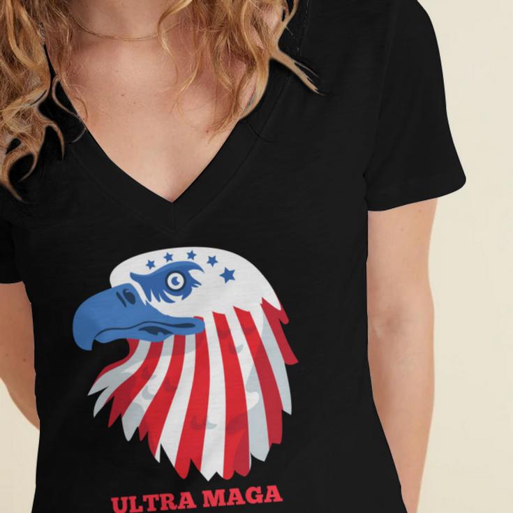 Ultra Maga Memorial Day Women's Jersey Short Sleeve Deep V-Neck Tshirt