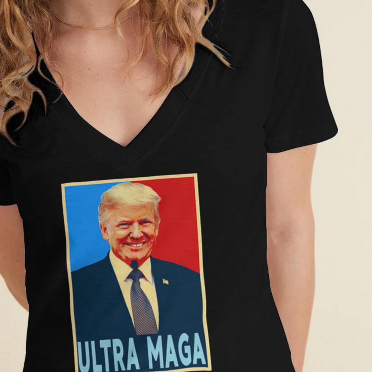 Ultra Maga President Donald Trump Gift Women's Jersey Short Sleeve Deep V-Neck Tshirt