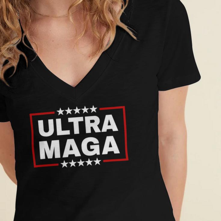 Ultra Maga Pro Trump Shirt Trump 2024 Shirt Donald Trump Shirt Women's Jersey Short Sleeve Deep V-Neck Tshirt