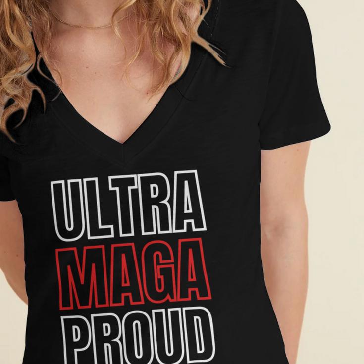 Ultra Maga Proud Patriotic Tshirt V2 Women's Jersey Short Sleeve Deep V-Neck Tshirt