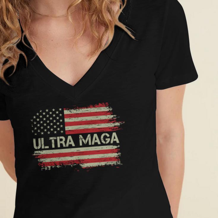 Ultra Maga Trump V2 Women's Jersey Short Sleeve Deep V-Neck Tshirt