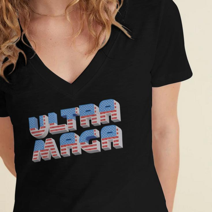 Ultra Maga Tshirt Proud Ultra Maga Make America Great Again America Tshirt United State Of America Women's Jersey Short Sleeve Deep V-Neck Tshirt