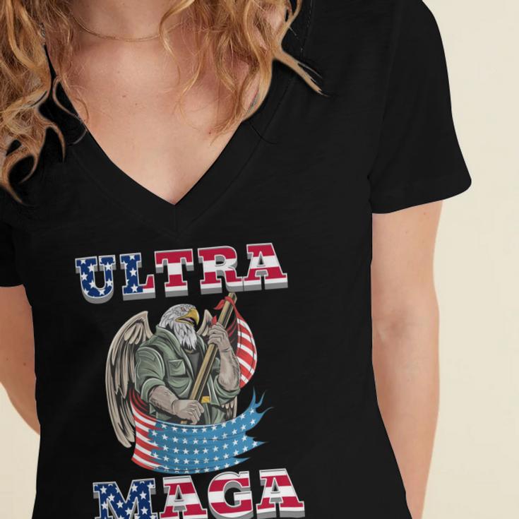 Ultra Maga Tshirts Women's Jersey Short Sleeve Deep V-Neck Tshirt