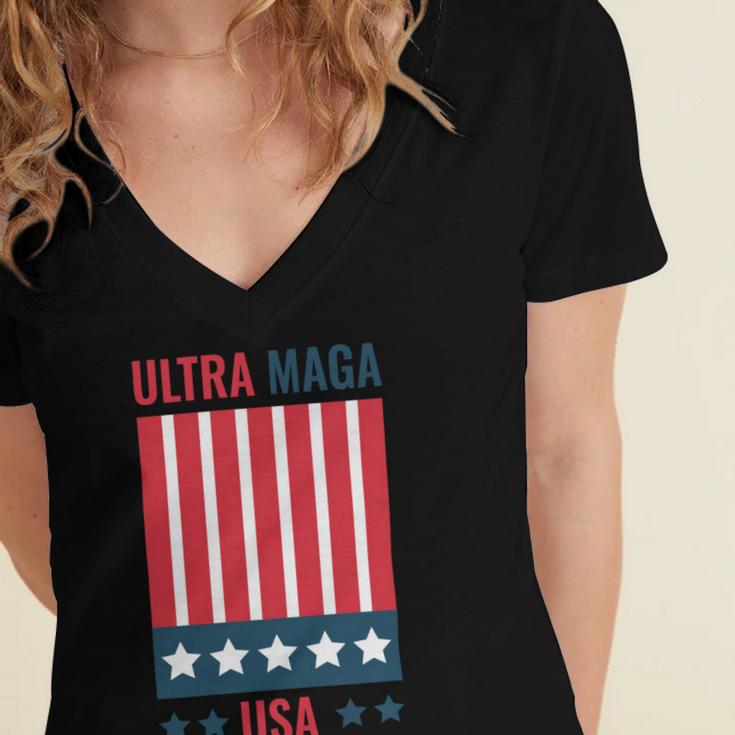 Ultra Maga Usa Women's Jersey Short Sleeve Deep V-Neck Tshirt