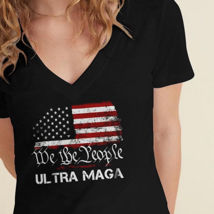 Ultra Maga We The People Classic Women's Jersey Short Sleeve Deep V-Neck Tshirt