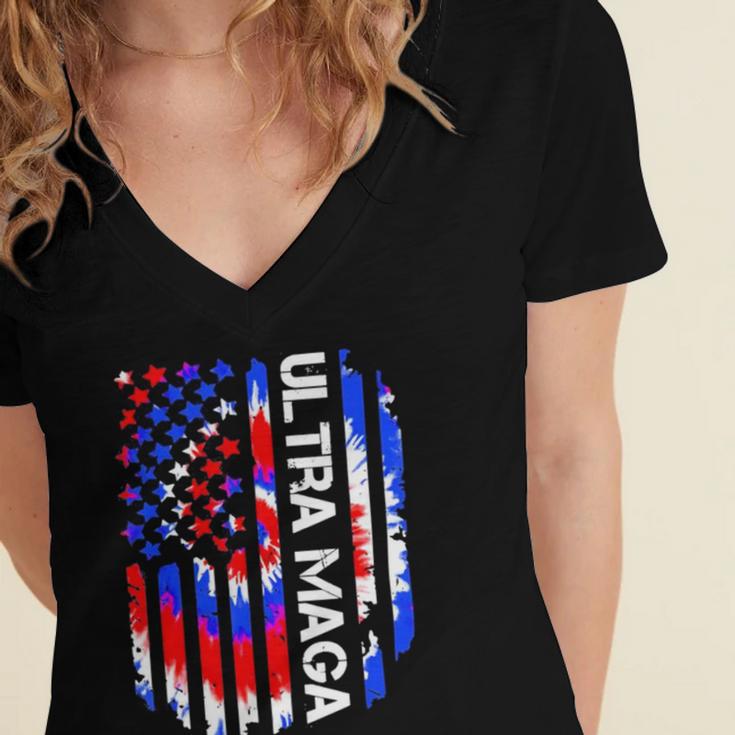 Ultra Maga We The People Funny Women's Jersey Short Sleeve Deep V-Neck Tshirt