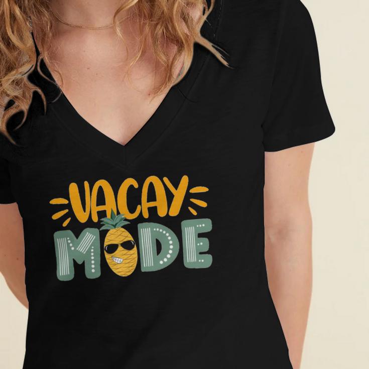 Vacation Mode 804 Trending Shirt Women's Jersey Short Sleeve Deep V-Neck Tshirt