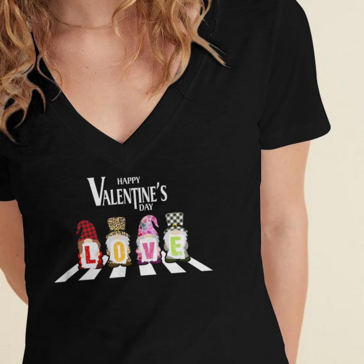 Valentinegnomecrosswalk Women's Jersey Short Sleeve Deep V-Neck Tshirt