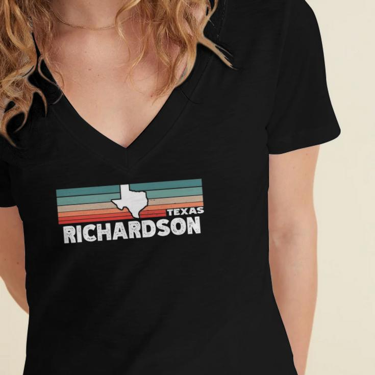 Vintage Retro Richardson Tx Tourist Native Texas State Women's Jersey Short Sleeve Deep V-Neck Tshirt