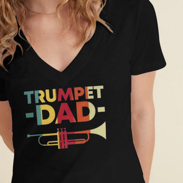 Vintage Trumpet Cool Retro Trumpet Player 159 Shirt Women's Jersey Short Sleeve Deep V-Neck Tshirt