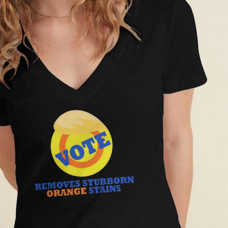 Vote Removes Stubborn Orange Stains 903 Shirt Women's Jersey Short Sleeve Deep V-Neck Tshirt