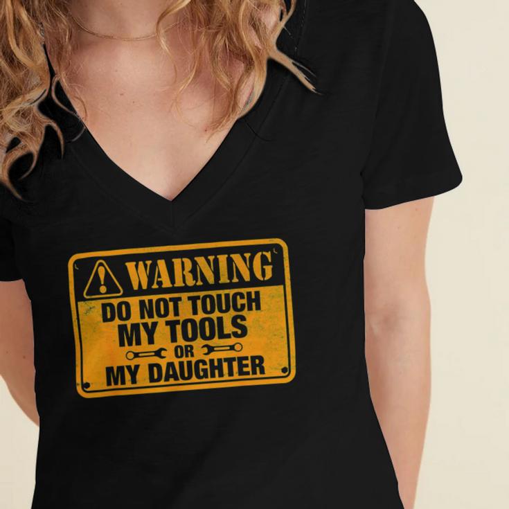 Warning Do Not Touch My Tools 198 Shirt Women's Jersey Short Sleeve Deep V-Neck Tshirt