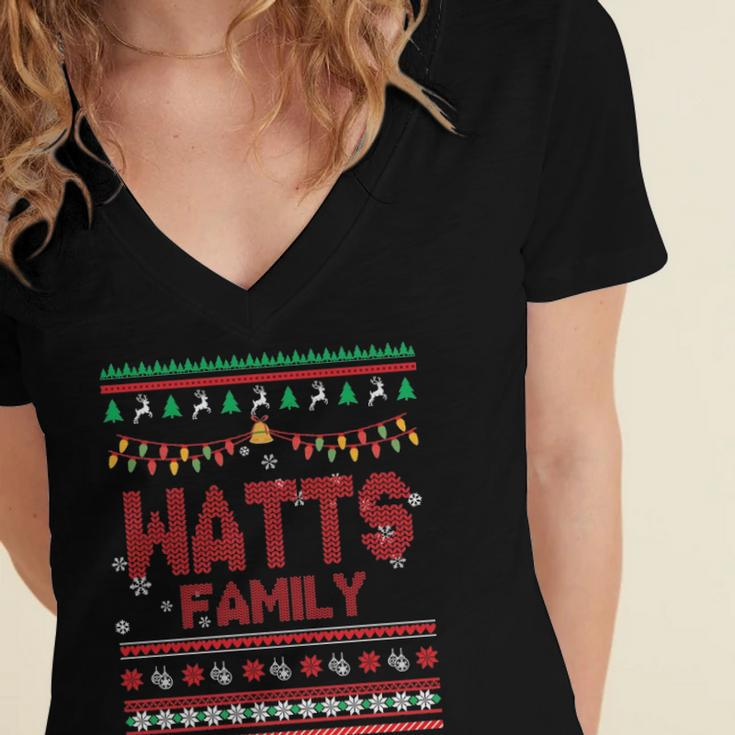 Watts Name Gift Watts Family Women's Jersey Short Sleeve Deep V-Neck Tshirt
