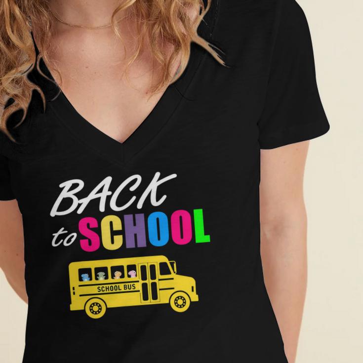 Welcome Back To School Here I Come 487 Shirt Women's Jersey Short Sleeve Deep V-Neck Tshirt