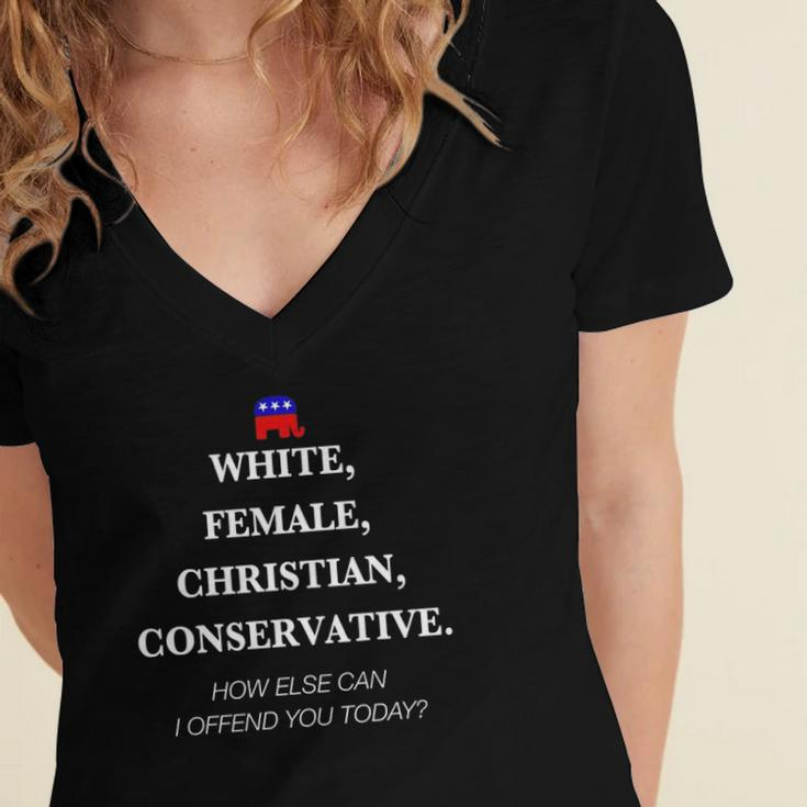 White Female Christian Conservative Republican Women Women's Jersey Short Sleeve Deep V-Neck Tshirt