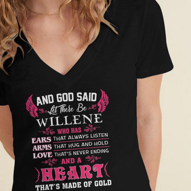 Willene Name Gift And God Said Let There Be Willene Women's Jersey Short Sleeve Deep V-Neck Tshirt