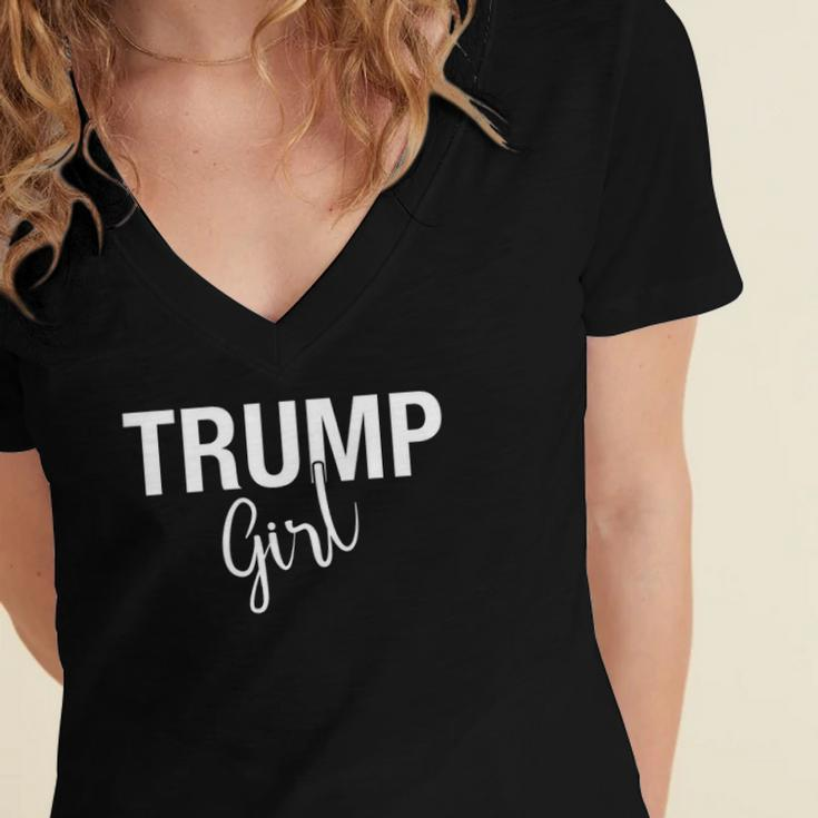 Women For Trump Girl Maga 2024 Gop Pro Republican Gifts Women's Jersey Short Sleeve Deep V-Neck Tshirt