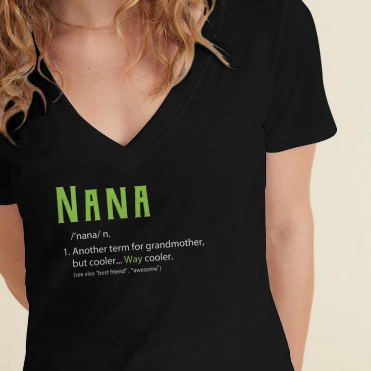 Womens Cute Nana For Grandma Another Term For Grandmother Women's Jersey Short Sleeve Deep V-Neck Tshirt