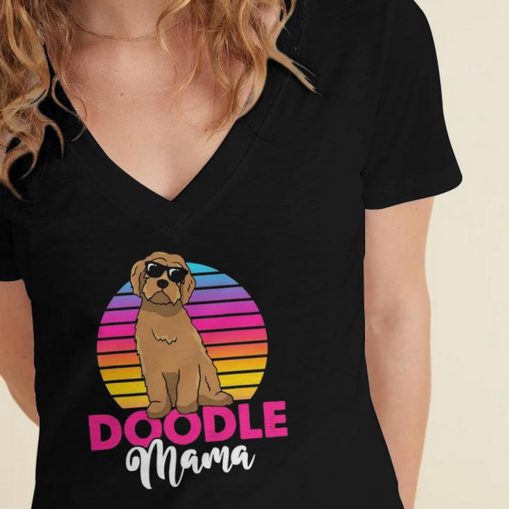 Womens Doodle Mama Labradoodle Goldendoodle Women's Jersey Short Sleeve Deep V-Neck Tshirt