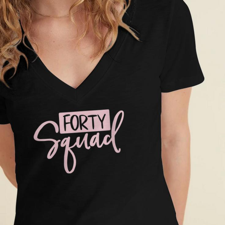 Womens Forty Squad Forty Af Dad Mom 40Th Birthday Matching Outfits Women's Jersey Short Sleeve Deep V-Neck Tshirt