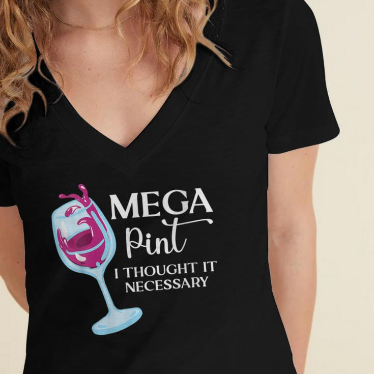 Womens Mega Pint I Thought It Necessary Funny Sarcastic Gifts Wine Women's Jersey Short Sleeve Deep V-Neck Tshirt