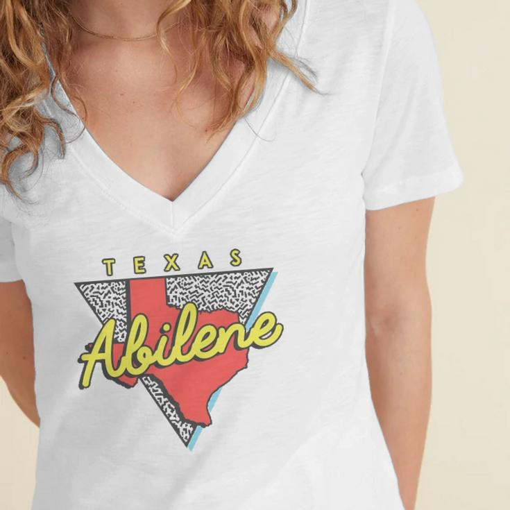 Abilene Texas Retro Triangle Tx City Women's Jersey Short Sleeve Deep V-Neck Tshirt