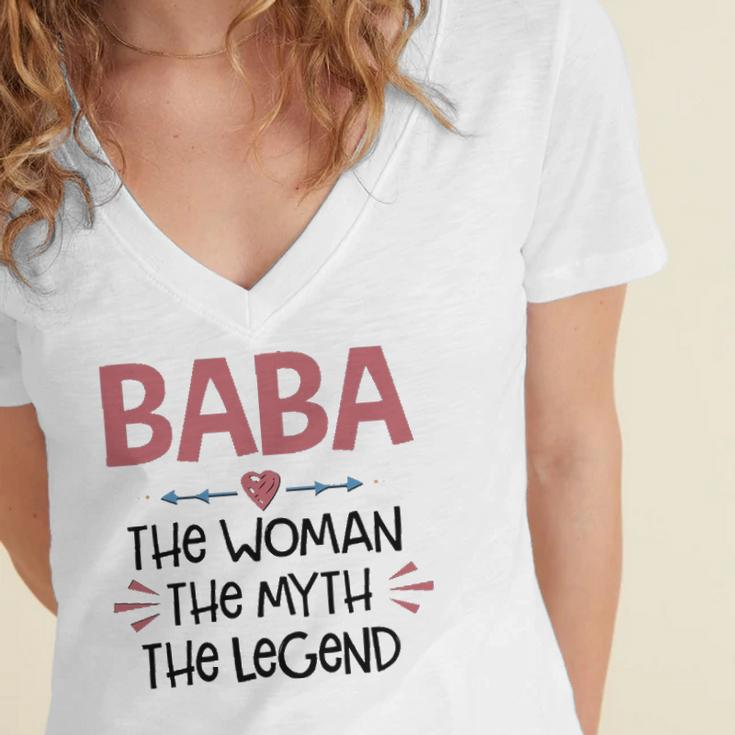 Baba Grandma Gift Baba The Woman The Myth The Legend Women's Jersey Short Sleeve Deep V-Neck Tshirt