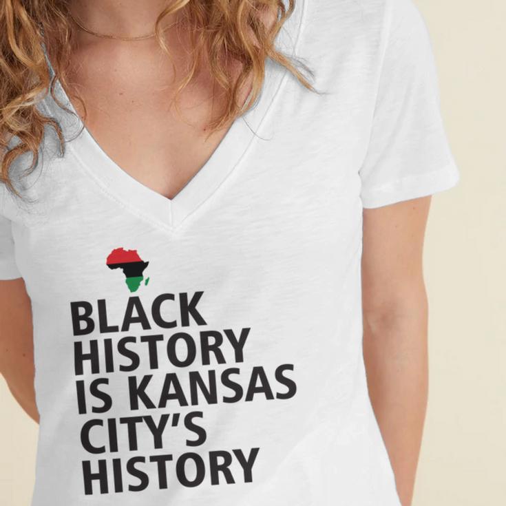 Black History Is Kansas Citys History Women's Jersey Short Sleeve Deep V-Neck Tshirt