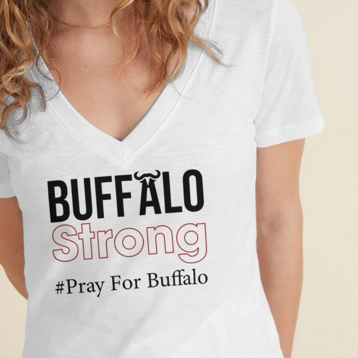 Buffalo Strong Pray For Buffalo Women's Jersey Short Sleeve Deep V-Neck Tshirt