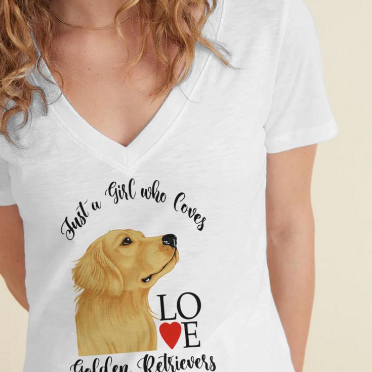 Copy Of Justagirlwholovesgoldenretrievers Women's Jersey Short Sleeve Deep V-Neck Tshirt