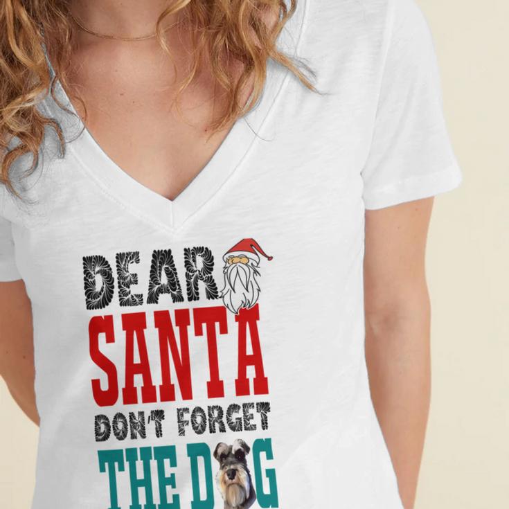 Dear Santa Dont Forget The Dog Women's Jersey Short Sleeve Deep V-Neck Tshirt