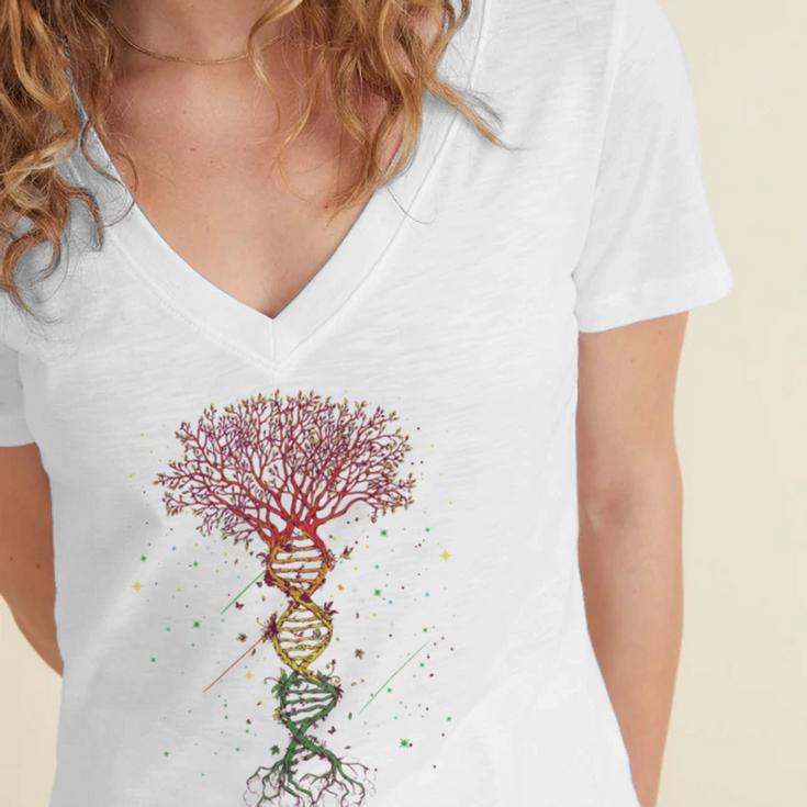 Dna Tree Life Funny Women's Jersey Short Sleeve Deep V-Neck Tshirt