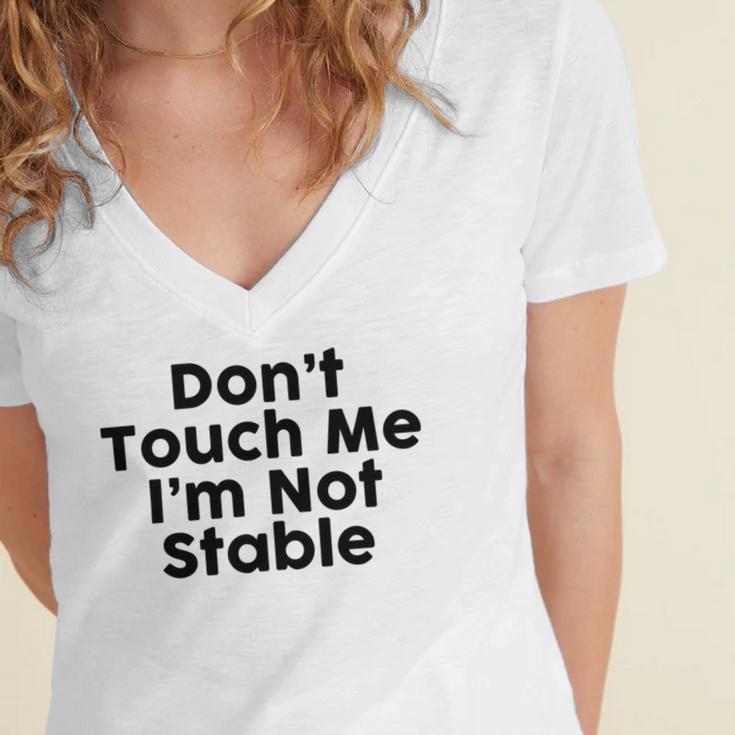 Dont Touch Me Im Not Stable Women's Jersey Short Sleeve Deep V-Neck Tshirt