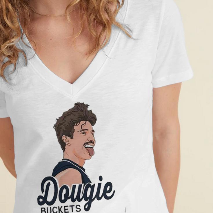 Dougie Buckets Women's Jersey Short Sleeve Deep V-Neck Tshirt