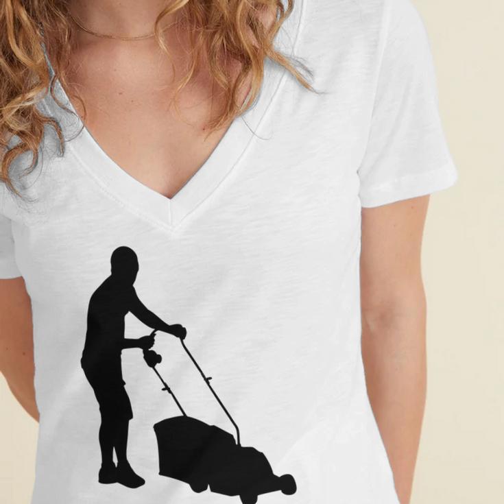 Evolution Lawn Mower 135 Shirt Women's Jersey Short Sleeve Deep V-Neck Tshirt