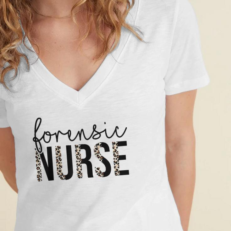 Forensic Nurse Life Nursing School Nurse Squad Gifts Raglan Baseball Tee Women's Jersey Short Sleeve Deep V-Neck Tshirt