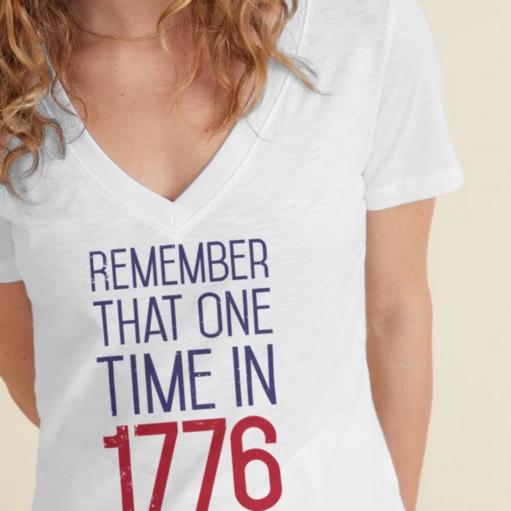 Fourth Of July Remember 1776 Funny 743 Shirt Women's Jersey Short Sleeve Deep V-Neck Tshirt