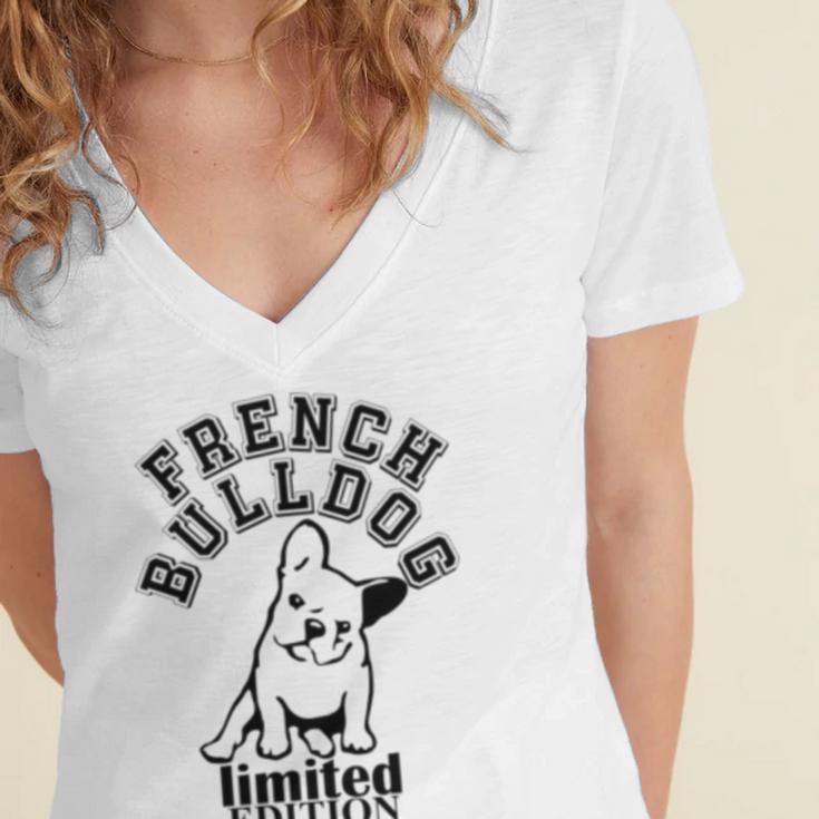 French Bulldog V2 Women's Jersey Short Sleeve Deep V-Neck Tshirt