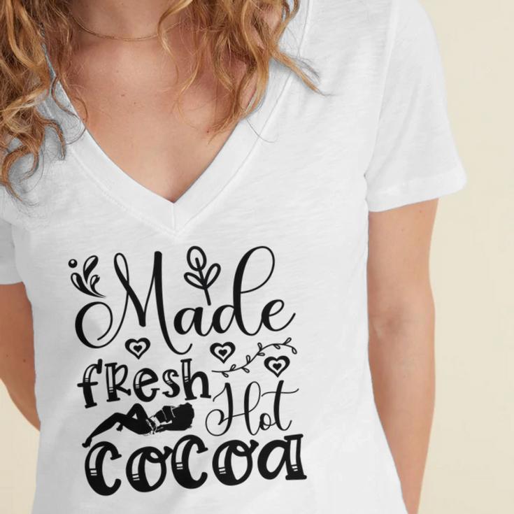 Fresh Hot Cocoa Women's Jersey Short Sleeve Deep V-Neck Tshirt