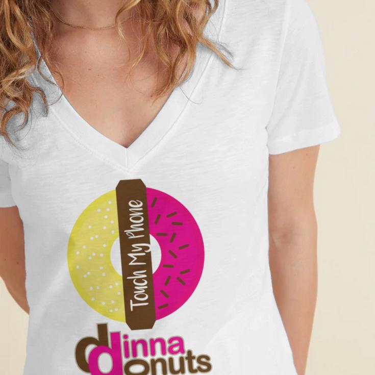 Funny Donut Donut Lover Women's Jersey Short Sleeve Deep V-Neck Tshirt