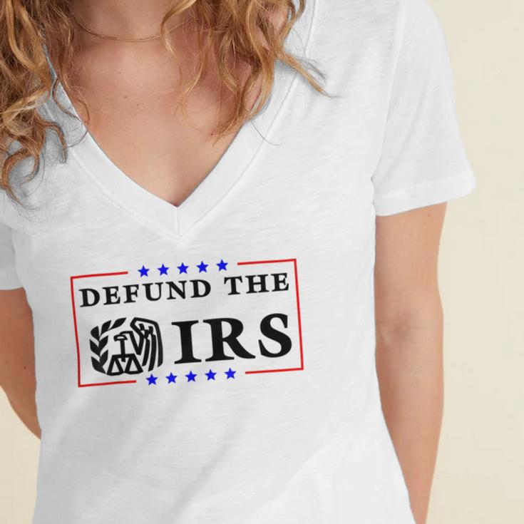 Funny Humor Irs Defund The Irs Women's Jersey Short Sleeve Deep V-Neck Tshirt