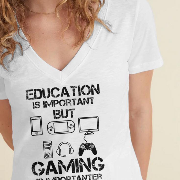 Funny Kids Gaming Women's Jersey Short Sleeve Deep V-Neck Tshirt