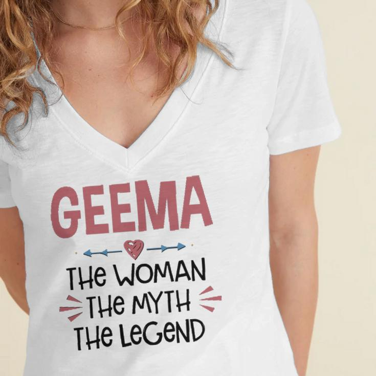 Geema Grandma Gift Geema The Woman The Myth The Legend Women's Jersey Short Sleeve Deep V-Neck Tshirt